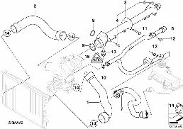 COOLING SYSTEM WATER HOSES diagram for BMW Z3 E36 M