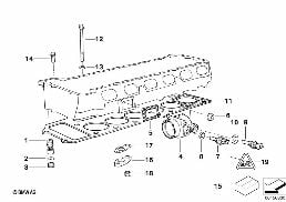 Cylindertopp monteringsdetaljer diagram for BMW 3 Series E36 M3