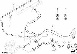 FUEL LINES diagram for BMW 5 Series E61 525d