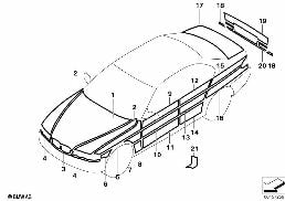STICKER POLICE, FIRE-BRIGADE, PARAMEDIC diagram for BMW 3 Series E46 318i