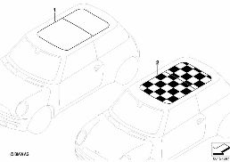 Roof Graphic Sunroof diagram for BMW MINI R50 Cooper
