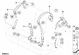 Pas bezpieczeństwa tylny diagram for BMW 5 Series E39 520d
