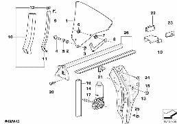 Okenní mechanismus dveří zadní diagram for BMW 3 Series E36 320i