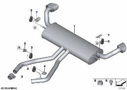 Abgasanlage hinten diagram for BMW X5 E70 4.8i