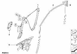DOOR WINDOW LIFTING MECHANISM FRONT diagram for BMW X5 E53 4.4i