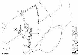 DOOR WINDOW LIFTING MECHANISM REAR diagram for BMW X5 E53 4.4i