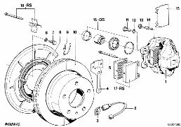 REAR BRAKE / BRAKE PAD / WEAR SENSOR diagram for BMW 6 Series E24 635CSi