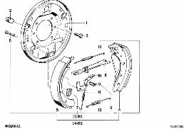 DRUM BRAKE-BRAKE SHOES/BRAKE CARRIER diagram for BMW 5 Series E28 524td