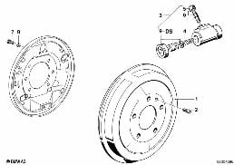 DRUM BRAKE-BRAKE DRUM/WHEEL BRAKE CYL. diagram for BMW 5 Series E28 524td