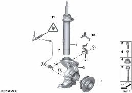 FRONT SPRING STRUT/CARRIER/WHEEL BEARING diagram for BMW 3 Series E93 LCI 330i