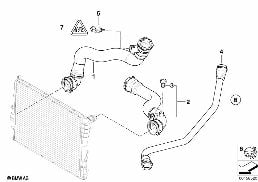 COOLING SYSTEM WATER HOSES diagram for BMW Z4 E85 2.5si