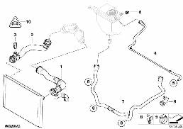 冷却系统水导向软管 diagram for BMW 5 Series E60 530i
