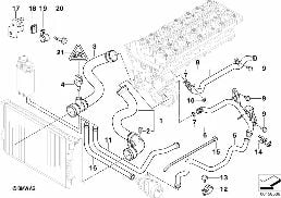 COOLING SYSTEM WATER HOSES diagram for BMW 5 Series E39 525i