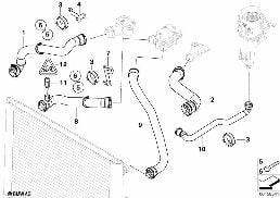 Kylsystem-vattenslang diagram for BMW 5 Series E60 M5