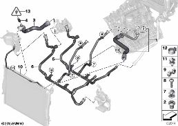 COOLING SYSTEM WATER HOSES diagram for BMW 3 Series E93 320i