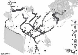 COOLING SYSTEM WATER HOSES diagram for BMW 3 Series E93 320i