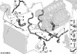 COOLING SYSTEM WATER HOSES diagram for BMW 3 Series E92 LCI 330i