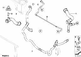 Koelsysteem-waterslang diagram for BMW 7 Series E66 730Li