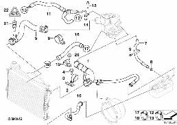 Sistema refrigeração/tubo flexível água diagram for BMW 7 Series E38 750i