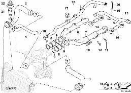 COOLING SYSTEM WATER HOSES diagram for BMW 5 Series E39 M5