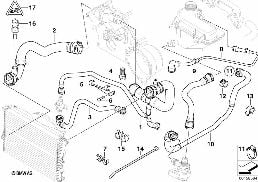 Chladicí systém-vedení vodních hadic diagram for BMW X5 E53 4.6is