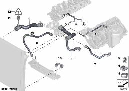 Sistema di raffredda.-tubo fless.p.acqua diagram for BMW X5 E70 4.8i