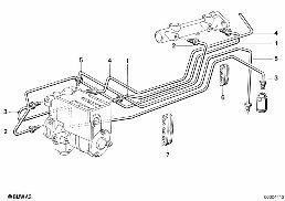 BRAKE PIPE FRONT ABS diagram for BMW 3 Series E30 320i
