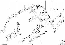 SINGLE COMPONENTS FOR BODY-SIDE FRAME diagram for BMW 3 Series E91 LCI 320i