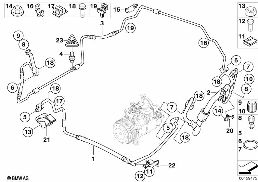 COOLANT LINES diagram for BMW 3 Series E90 LCI 318d
