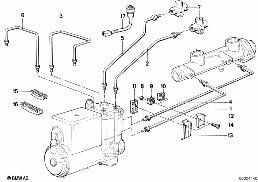 BRAKE PIPE FRONT ABS diagram for BMW 5 Series E28 524td