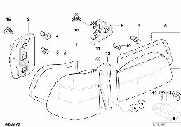 Lampa tylna diagram for BMW 5 Series E39 520d