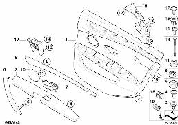Dörrklädsel bak/Sidoairbag diagram for BMW 5 Series E60 LCI 530i
