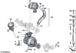 Výfukové turbodmychadlo diagram for BMW 5 Series E60 LCI 535d