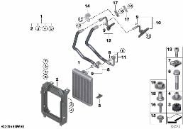 Radiatore olio motore/condotto radiatore diagram for BMW X5 E70 4.8i