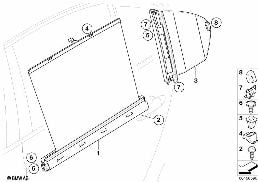 ROLLER SUN VIZOR, REAR DOOR diagram for BMW 5 Series E60 LCI 528i