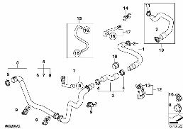 Kühlsystem-Wasserschlauchführung diagram for BMW MINI Clubman R55 Cooper d