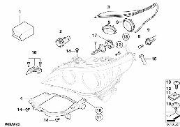 INDIVIDUAL PARTS FOR HALOGEN HEADLAMP diagram for BMW 5 Series E60 LCI 523i