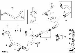 Kühlsystem-Wasserschlauchführung diagram for BMW MINI Clubman R55 Cooper d