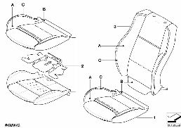 Ind. potah sportovní sedadlo kůže diagram for BMW X5 E53 4.6is
