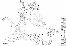 COOLING SYSTEM WATER HOSES diagram for BMW 3 Series E90 LCI 318i