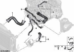 COOLING SYSTEM WATER HOSES diagram for BMW 1 Series E82 123d