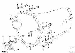 Skrzynia bieg., mocowanie/Elementy dod. diagram for BMW 7 Series E38 750i