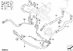 Hydr. układ kier./przewody oleju diagram for BMW 5 Series E60 LCI 530i