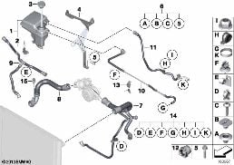 Radiatore acqua - tubi liq. raffred. diagram for BMW Rolls-Royce Phantom RR1 Phantom