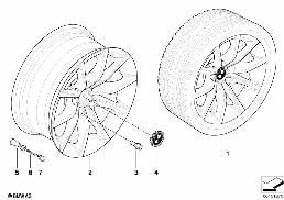 BMW LIGHT ALLOY WHEEL, V-SPOKE 245 diagram for BMW 5 Series E60 525d