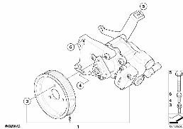 Pompa wspomagania kierownicy diagram for BMW 5 Series E60 LCI 525d