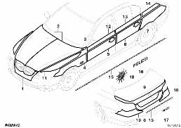 Oklej. d. policji, straży poż., karetki diagram for BMW 5 Series E60 525xi