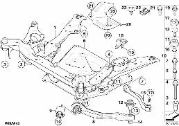 FRNT AXLE SUPPORT,WISHBONE/TENSION STRUT diagram for BMW 5 Series E61 530xd