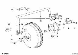 POWER BRAKE UNIT DEPRESSION diagram for BMW 7 Series E32 730i