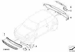 Naderh.inbouw Chrome Line Exterieur diagram for BMW MINI R56 One
